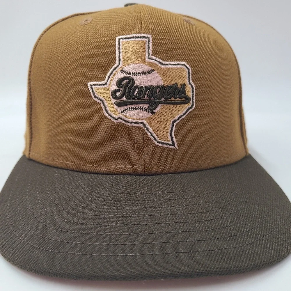 Texas Rangers Hat Fitted 7 3/4 New Era 59Fifty Brown Pink American League Patch